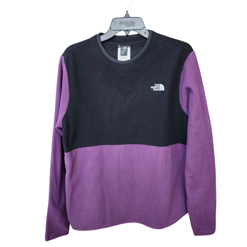 The North Face Mens Fleece Pullover Black Purple Polartec Circular Design Size M